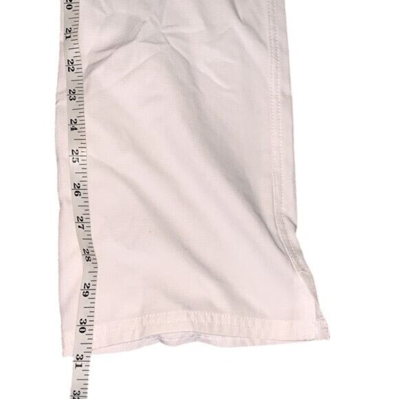 White Elastic Waist Cargo Scrub Pants Women M Straight Leg Polyester Blend - Picture 8 of 8